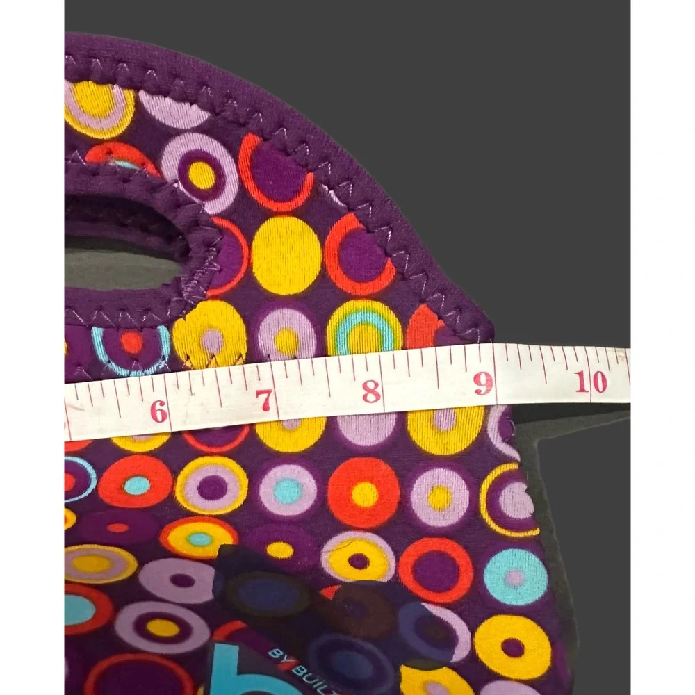BYO by Built NY Express Lunch Bag Purple Retro‎ Circle Print Neoprene B-LB32